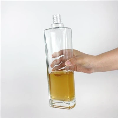 Bottiglie di vetro personalizzate con tappo a vite, forma a D, normali, bianche, cristalline, bianche, Tequila