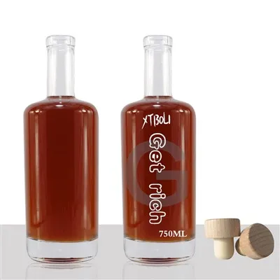 Bottiglia di vetro cilindrica rotonda da 750 ml